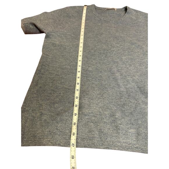 MARINE LAYER Heather Blue Merino Wool Blend Short Sleeve Sweater Tee Size Large - Picture 4 of 10